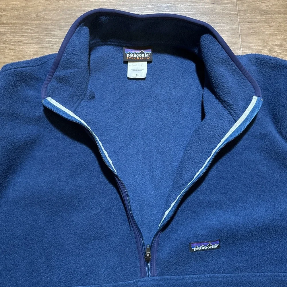 Vintage Patagonia Synchilla Men's Size XL 1/2 Zip Marsupial Fleece Blue‎ 2004